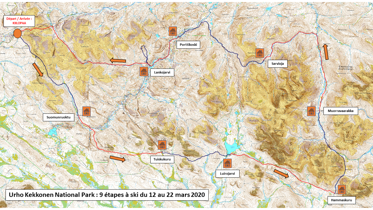 La carte de l'itinéraire