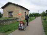 Début de la voie verte sur une ancienne ligne de chemin de fer