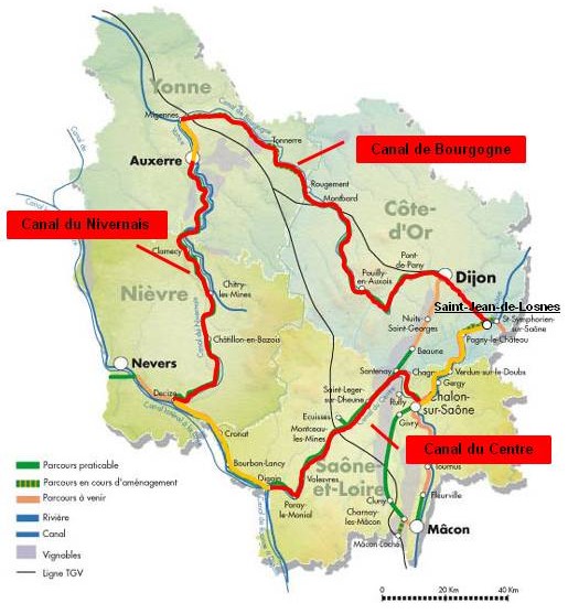 Carte de notre Tour de Bourgogne