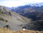 Vue de la vallée de Pralognan dans la montée vers le col des Fonds